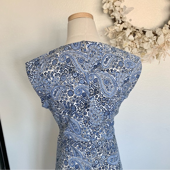 TOMMY HILFIGER V-Neck Summer Dress Blue Paisley Print - Picture 7 of 14